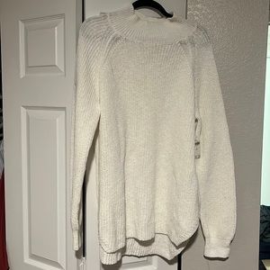 white Anthropologie turtleneck sweater